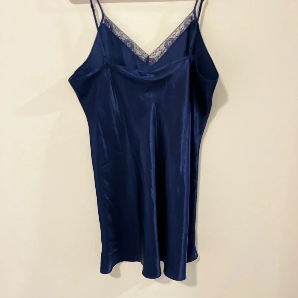 Popsi Lingerie Women’s Navy Slip Dress Intimate Chemise Sleepwear Size L